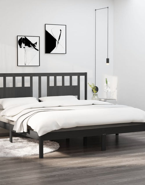 Încărcați imaginea în vizualizatorul Galerie, Cadru de pat, gri, 200x200 cm, lemn masiv de pin - Lando
