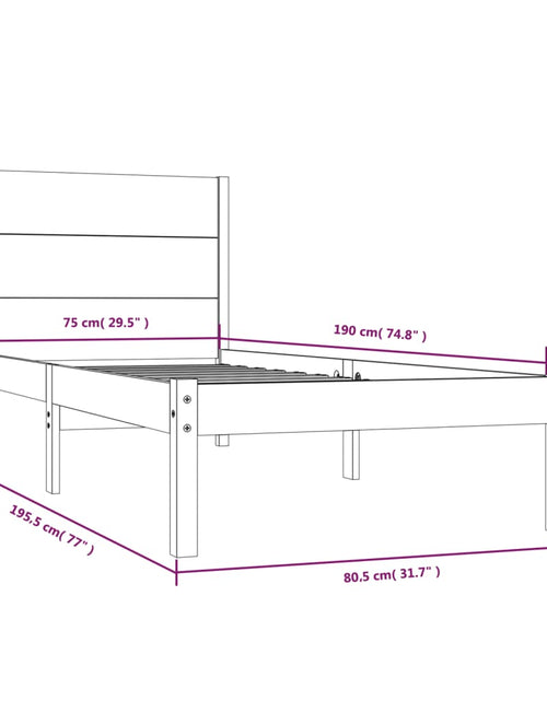 Încărcați imaginea în vizualizatorul Galerie, Cadru de pat mic single, alb, 75x190 cm, lemn masiv - Lando
