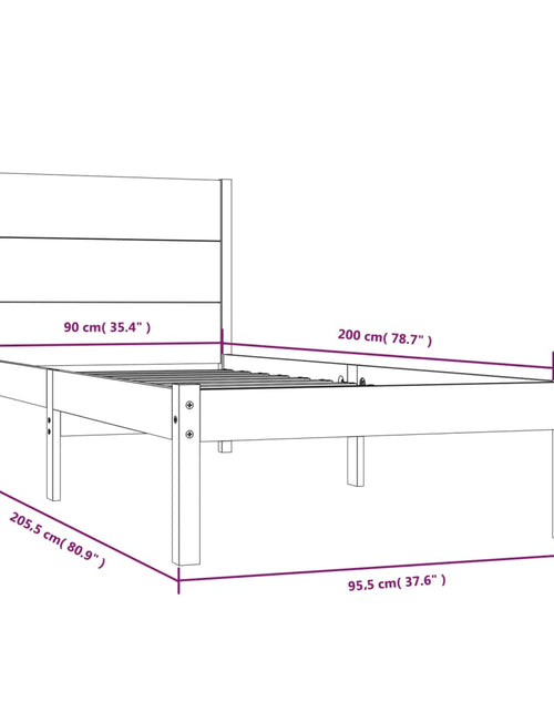 Încărcați imaginea în vizualizatorul Galerie, Cadru de pat, gri, 90x200 cm, lemn masiv de pin - Lando

