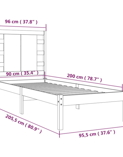 Încărcați imaginea în vizualizatorul Galerie, Cadru de pat, 90x200 cm, lemn masiv de pin - Lando
