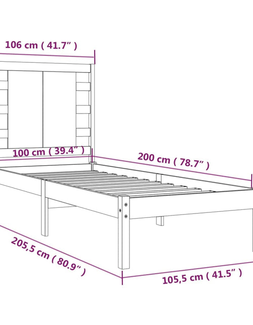 Încărcați imaginea în vizualizatorul Galerie, Cadru de pat, 100x200 cm, negru, lemn masiv de pin - Lando
