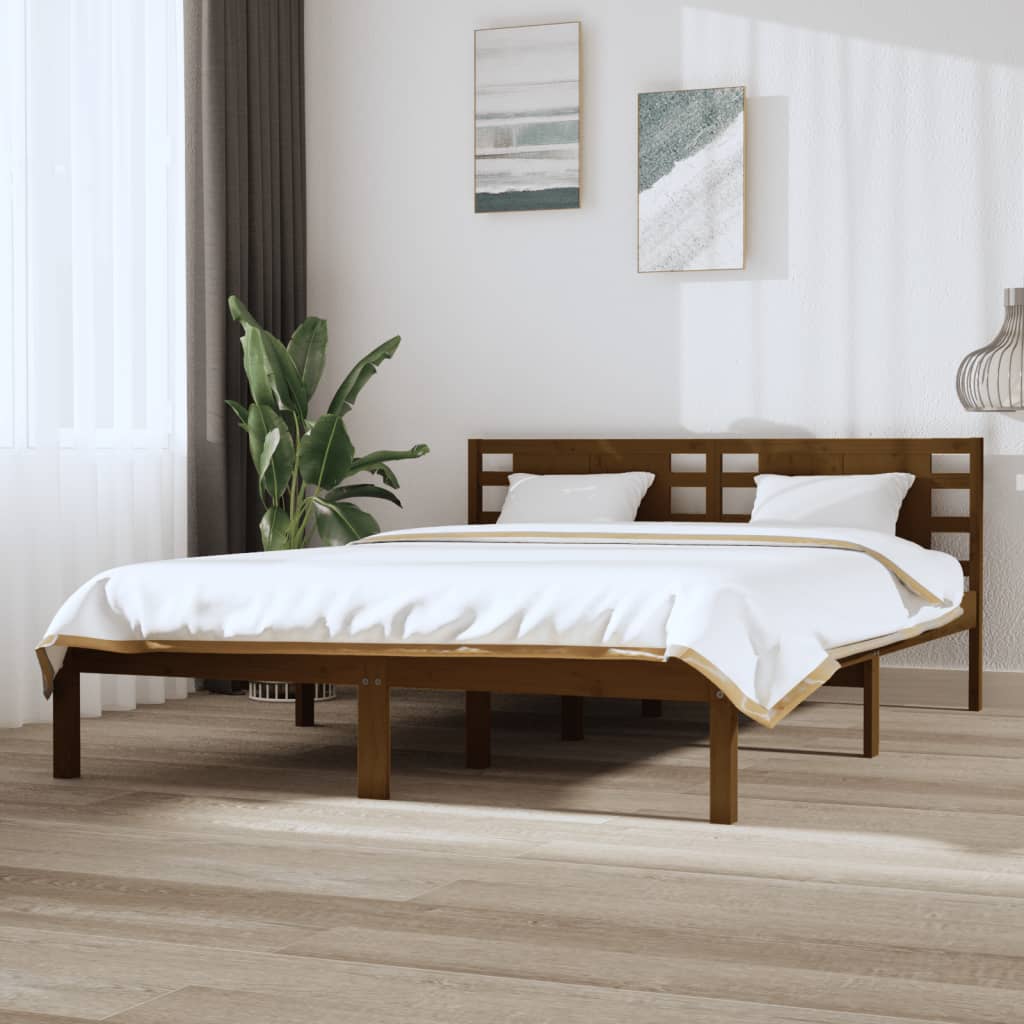 Cadru de pat, maro miere, 120x200 cm, lemn masiv de pin - Lando