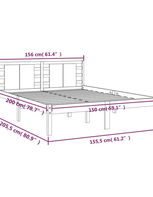 Încărcați imaginea în vizualizatorul Galerie, Cadru de pat King Size, gri, 150x200 cm, lemn masiv - Lando
