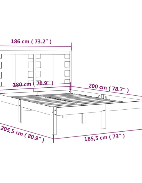 Загрузите изображение в средство просмотра галереи, Cadru de pat Super King, negru, 180x200 cm, lemn masiv - Lando
