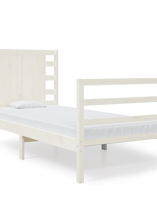 Încărcați imaginea în vizualizatorul Galerie, Cadru de pat mic single, alb, 75x190 cm, lemn masiv de pin - Lando
