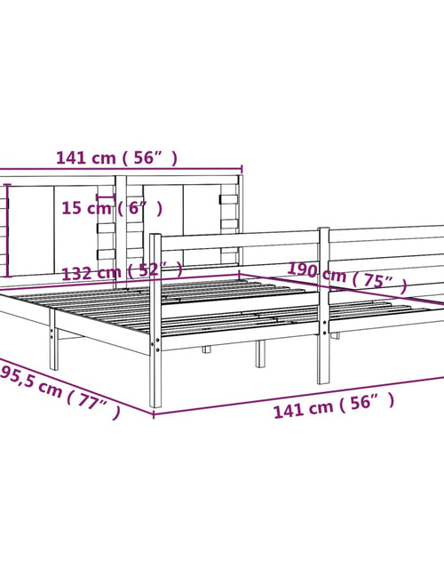 Загрузите изображение в средство просмотра галереи, Cadru de pat dublu, alb, 135x190 cm, lemn masiv de pin - Lando
