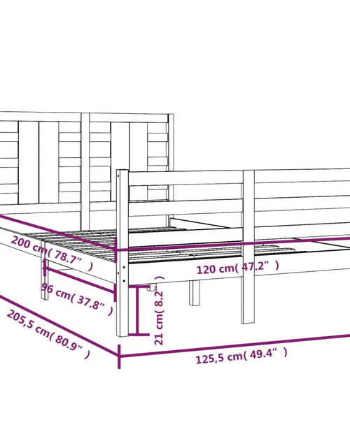 Încărcați imaginea în vizualizatorul Galerie, Cadru de pat, 120x200 cm, lemn masiv de pin - Lando
