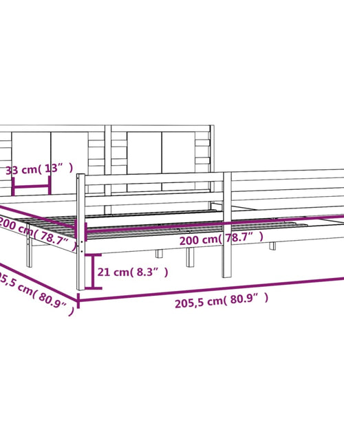 Încărcați imaginea în vizualizatorul Galerie, Cadru de pat, 200x200 cm, lemn masiv de pin - Lando

