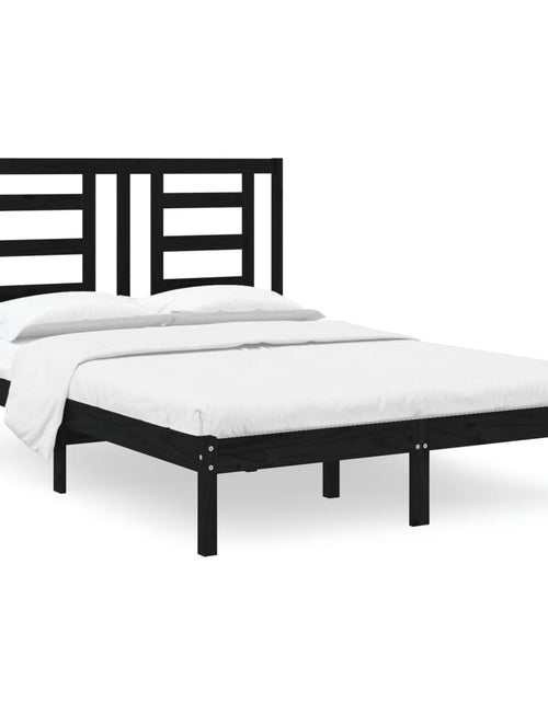 Încărcați imaginea în vizualizatorul Galerie, Cadru de pat mic dublu, negru, 120x190 cm, lemn masiv - Lando
