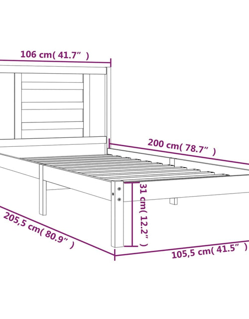 Încărcați imaginea în vizualizatorul Galerie, Cadru de pat, 100x200 cm, negru, lemn masiv de pin - Lando
