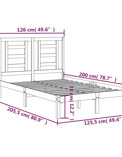 Încărcați imaginea în vizualizatorul Galerie, Cadru de pat, 120x200 cm, lemn masiv de pin - Lando
