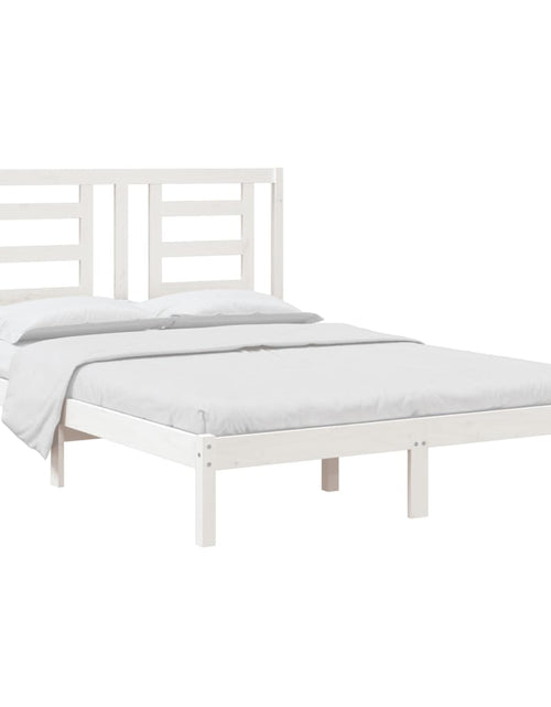Încărcați imaginea în vizualizatorul Galerie, Cadru de pat King Size, alb, 150x200 cm, lemn masiv de pin - Lando
