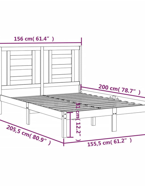 Încărcați imaginea în vizualizatorul Galerie, Cadru de pat King Size, gri, 150x200 cm, lemn masiv de pin - Lando
