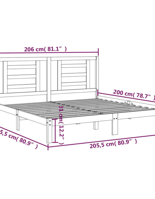 Încărcați imaginea în vizualizatorul Galerie, Cadru de pat, gri, 200x200 cm, lemn masiv de pin - Lando
