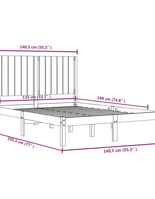 Încărcați imaginea în vizualizatorul Galerie, Cadru de pat dublu, 135x190 cm, lemn masiv de pin - Lando
