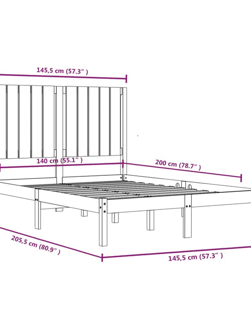 Загрузите изображение в средство просмотра галереи, Cadru de pat, negru, 140x200 cm, lemn masiv de pin - Lando
