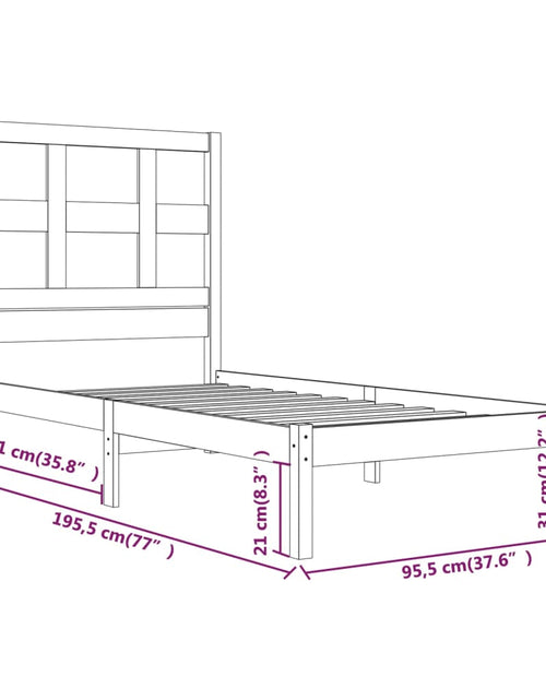 Încărcați imaginea în vizualizatorul Galerie, Cadru de pat single, alb, 90x190 cm, lemn masiv de pin - Lando
