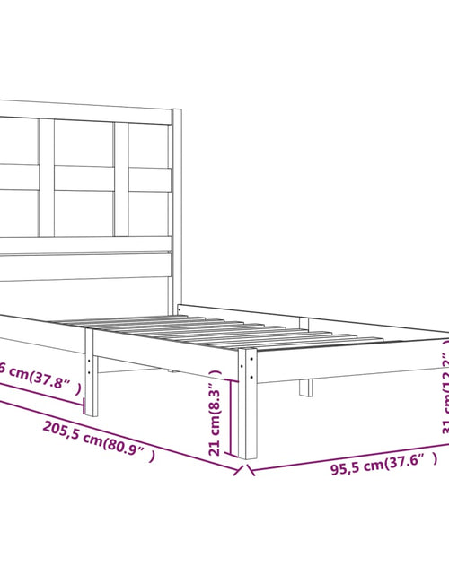 Încărcați imaginea în vizualizatorul Galerie, Cadru de pat, gri, 90x200 cm, lemn masiv de pin - Lando
