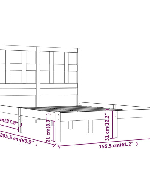 Încărcați imaginea în vizualizatorul Galerie, Cadru de pat King Size, gri, 150x200 cm, lemn masiv de pin - Lando

