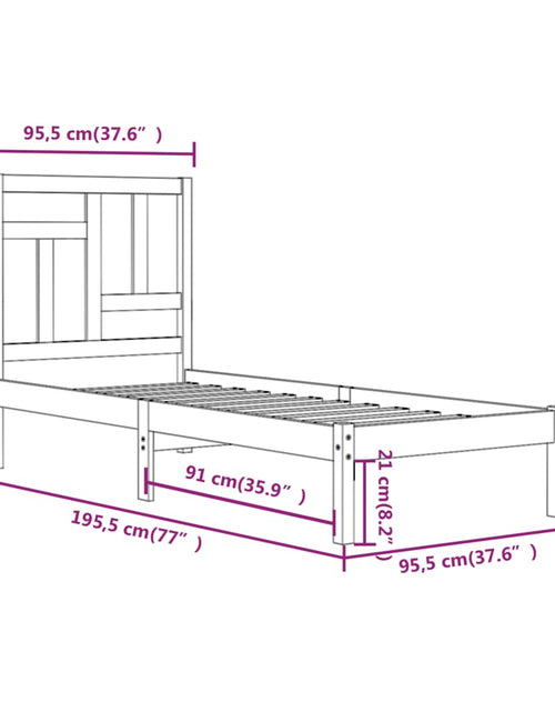 Загрузите изображение в средство просмотра галереи, Cadru de pat single, 90x190 cm, lemn masiv de pin - Lando
