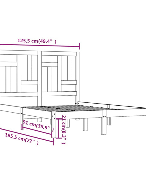 Încărcați imaginea în vizualizatorul Galerie, Cadru de pat mic dublu, 120x190 cm, lemn masiv
