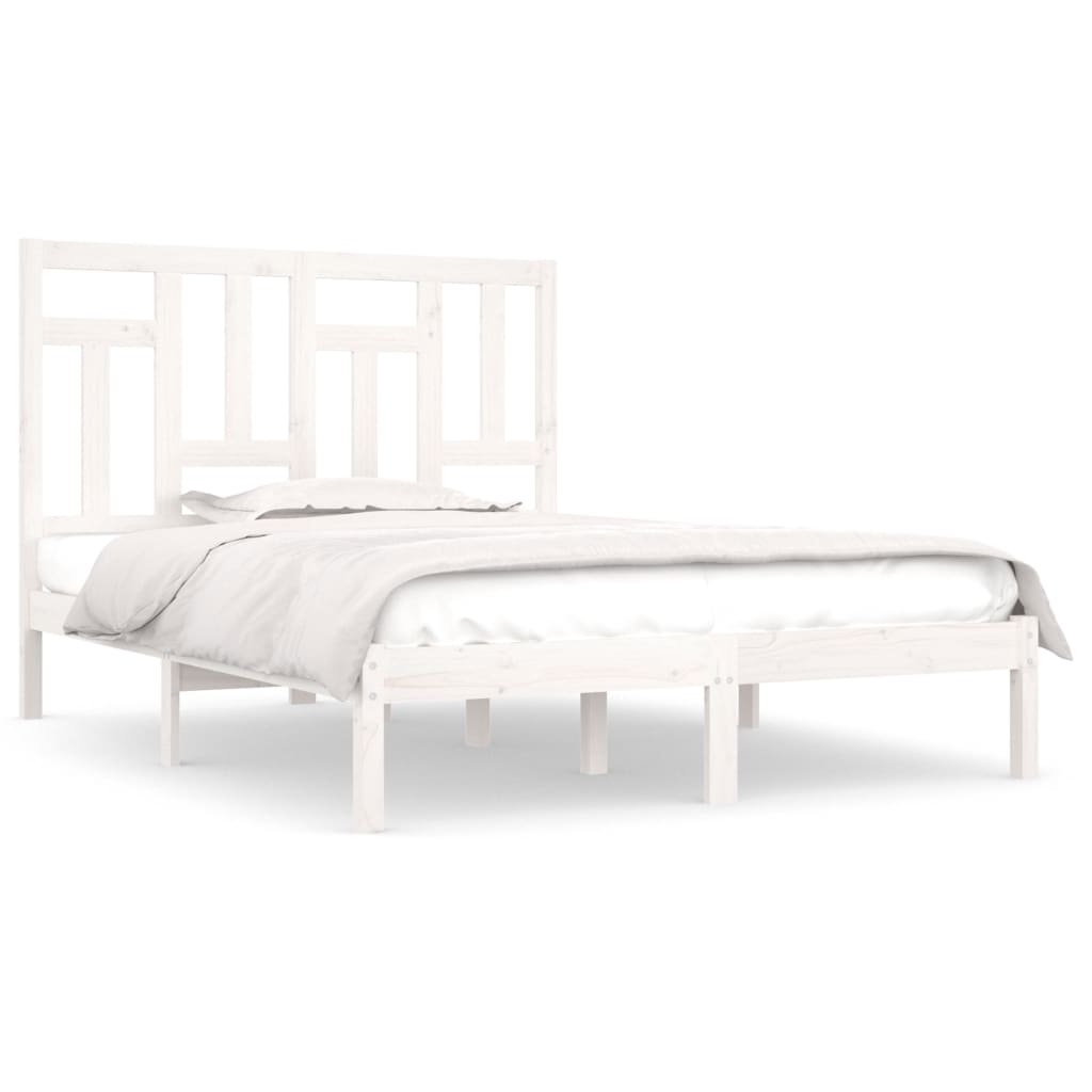 Cadru de pat, alb, 140x200 cm, lemn masiv de pin - Lando