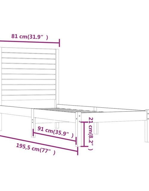 Încărcați imaginea în vizualizatorul Galerie, Cadru de pat mic single, 75x190 cm, lemn masiv - Lando
