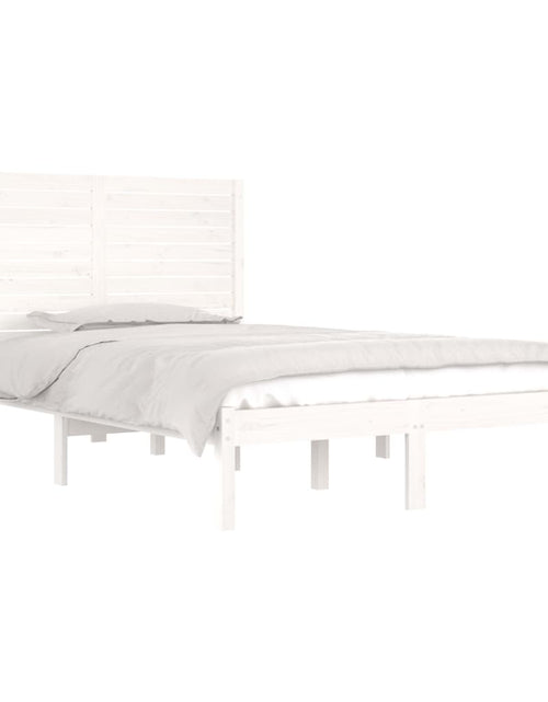 Încărcați imaginea în vizualizatorul Galerie, Cadru de pat dublu, alb, 135x190 cm, lemn masiv - Lando
