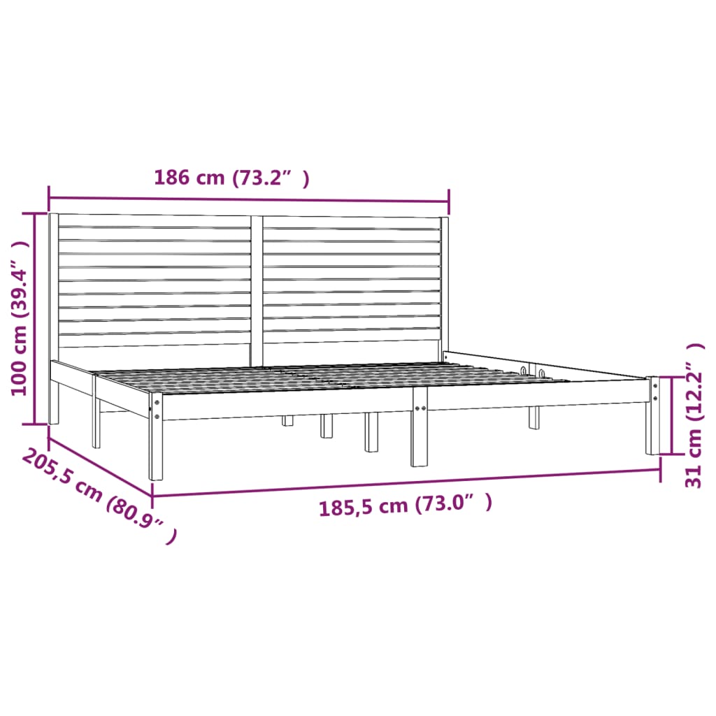 Cadru de pat Super King, 180x200 cm, lemn masiv - Lando