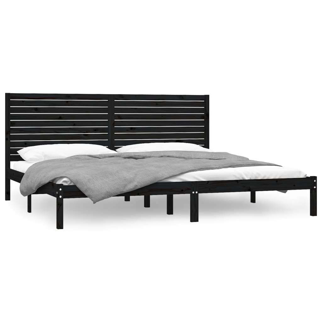 Cadru de pat Super King, negru, 180x200 cm, lemn masiv - Lando