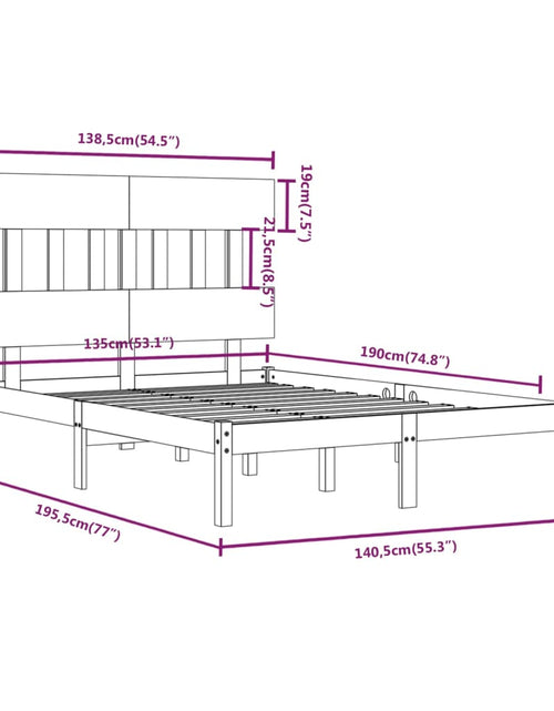 Încărcați imaginea în vizualizatorul Galerie, Cadru de pat dublu, 135x190 cm, lemn masiv - Lando
