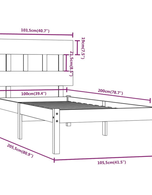 Încărcați imaginea în vizualizatorul Galerie, Cadru de pat, 100x200 cm, lemn masiv - Lando
