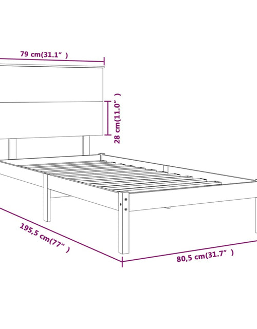 Încărcați imaginea în vizualizatorul Galerie, Cadru de pat mic single, 75x190 cm, lemn masiv - Lando

