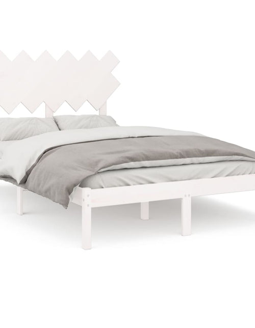 Încărcați imaginea în vizualizatorul Galerie, Cadru de pat mic dublu 4FT, alb, 120x190 cm, lemn masiv - Lando
