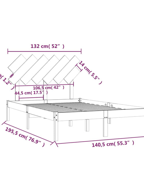 Загрузите изображение в средство просмотра галереи, Cadru de pat dublu 4FT6, negru, 135x190 cm, lemn masiv - Lando
