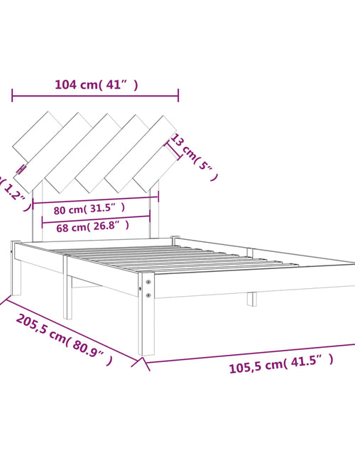 Загрузите изображение в средство просмотра галереи, Cadru de pat, negru, 100x200 cm, lemn masiv - Lando
