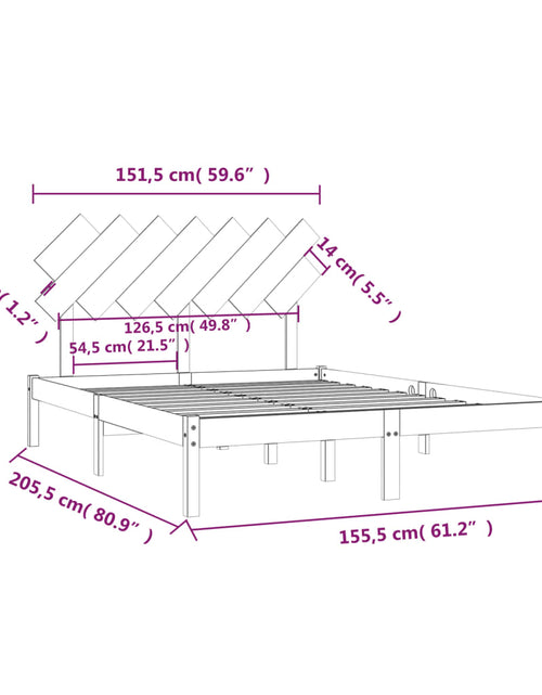 Загрузите изображение в средство просмотра галереи, Cadru de pat, gri, 150x200 cm, lemn masiv, King Size 5FT - Lando
