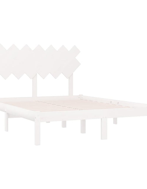 Încărcați imaginea în vizualizatorul Galerie, Cadru de pat King Size 5FT, alb, 150x200 cm, lemn masiv

