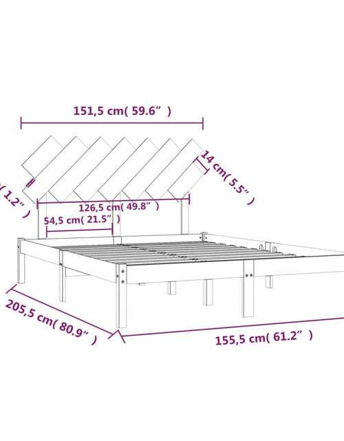Încărcați imaginea în vizualizatorul Galerie, Cadru de pat, gri, 150x200 cm, lemn masiv, King Size 5FT - Lando
