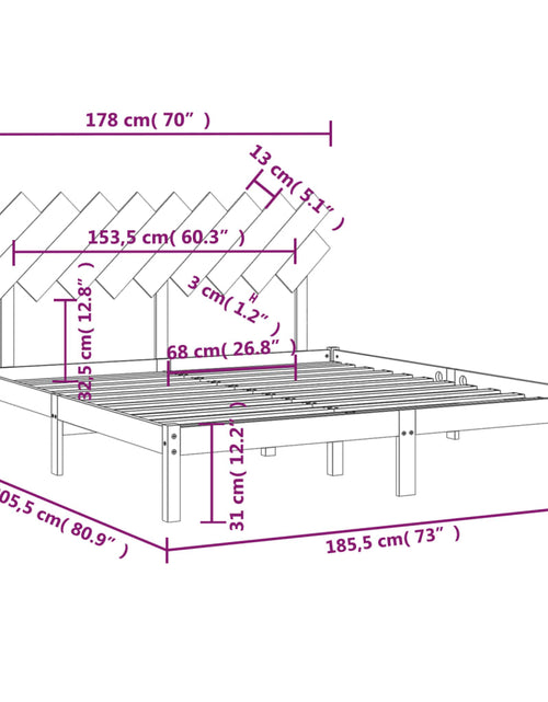 Загрузите изображение в средство просмотра галереи, Cadru de pat, Super King 6FT, 180x200 cm, lemn masiv - Lando
