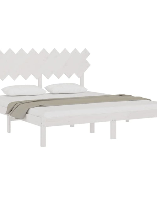 Încărcați imaginea în vizualizatorul Galerie, Cadru de pat Super King 6FT, alb, 180x200 cm, lemn masiv - Lando
