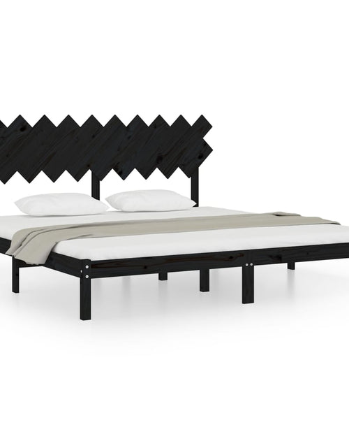 Încărcați imaginea în vizualizatorul Galerie, Cadru de pat, negru, 200x200 cm, lemn masiv - Lando
