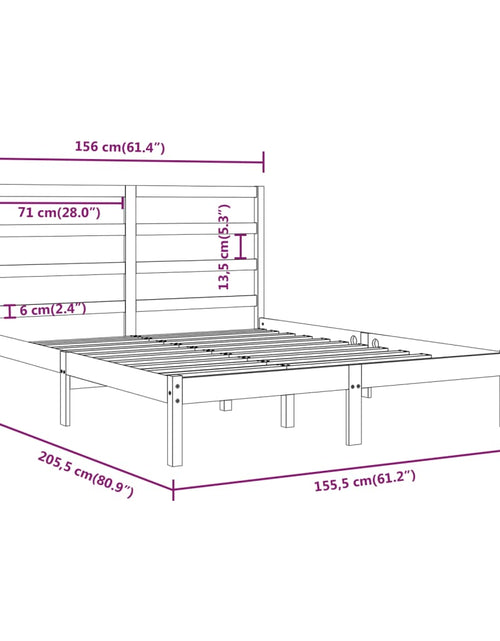 Încărcați imaginea în vizualizatorul Galerie, Cadru de pat King Size, gri, 150x200 cm, lemn masiv - Lando
