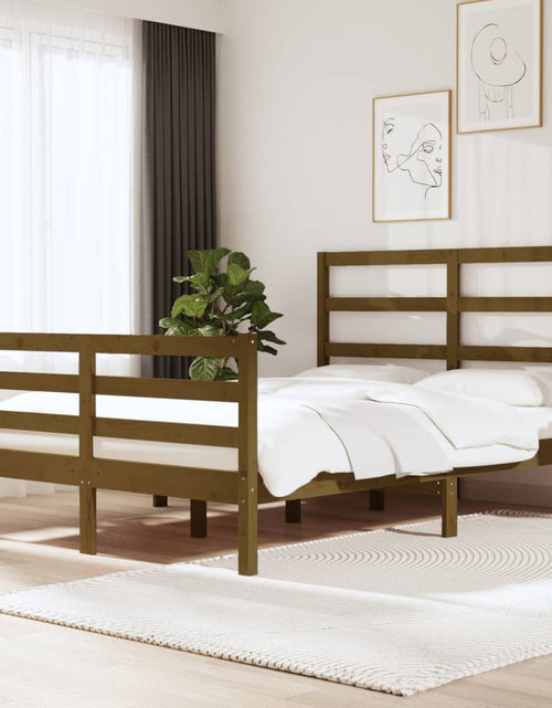 Încărcați imaginea în vizualizatorul Galerie, Cadru de pat mic dublu, maro miere, 120x190 cm, lemn masiv pin - Lando
