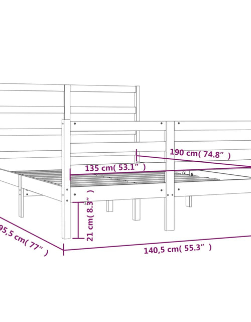 Încărcați imaginea în vizualizatorul Galerie, Cadru de pat dublu, gri, 135x190 cm, lemn masiv de pin - Lando
