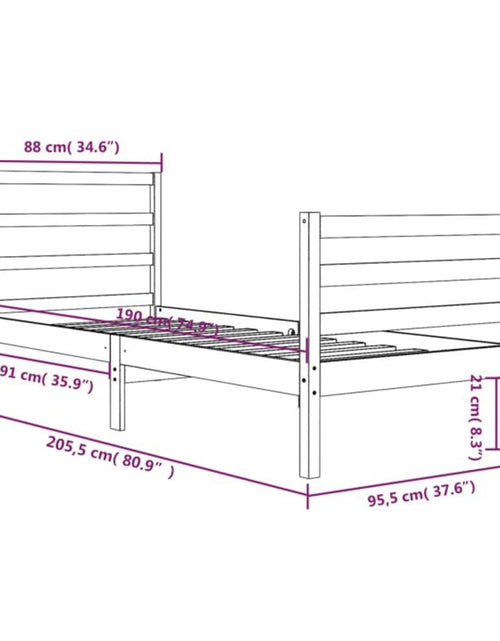 Încărcați imaginea în vizualizatorul Galerie, Cadru de pat, negru, 90x200 cm, lemn masiv de pin - Lando
