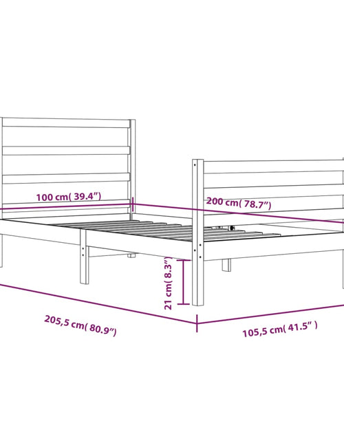 Загрузите изображение в средство просмотра галереи, Cadru de pat, 100x200 cm, lemn masiv de pin - Lando
