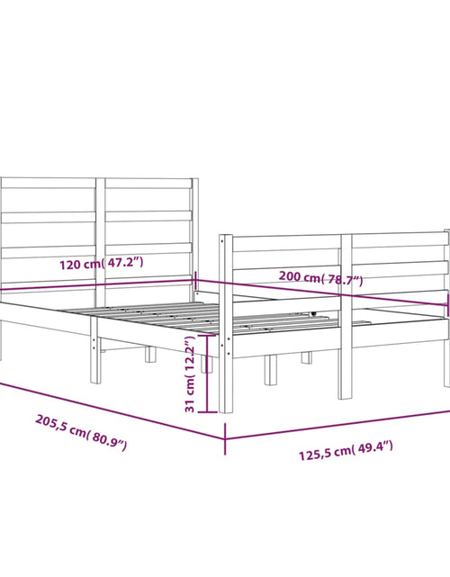 Загрузите изображение в средство просмотра галереи, Cadru de pat, alb, 120x200 cm, lemn masiv de pin - Lando
