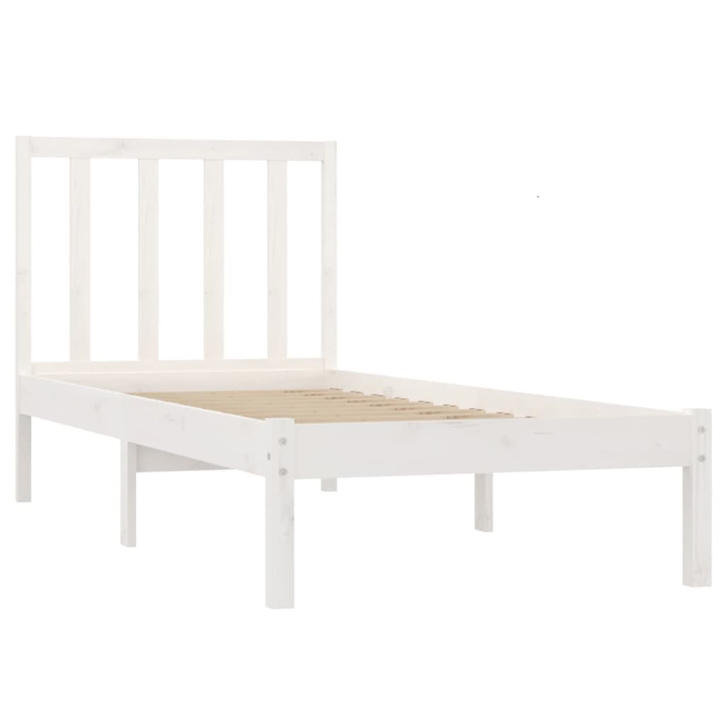 Cadru de pat, alb, 90x200 cm, lemn masiv de pin - Lando
