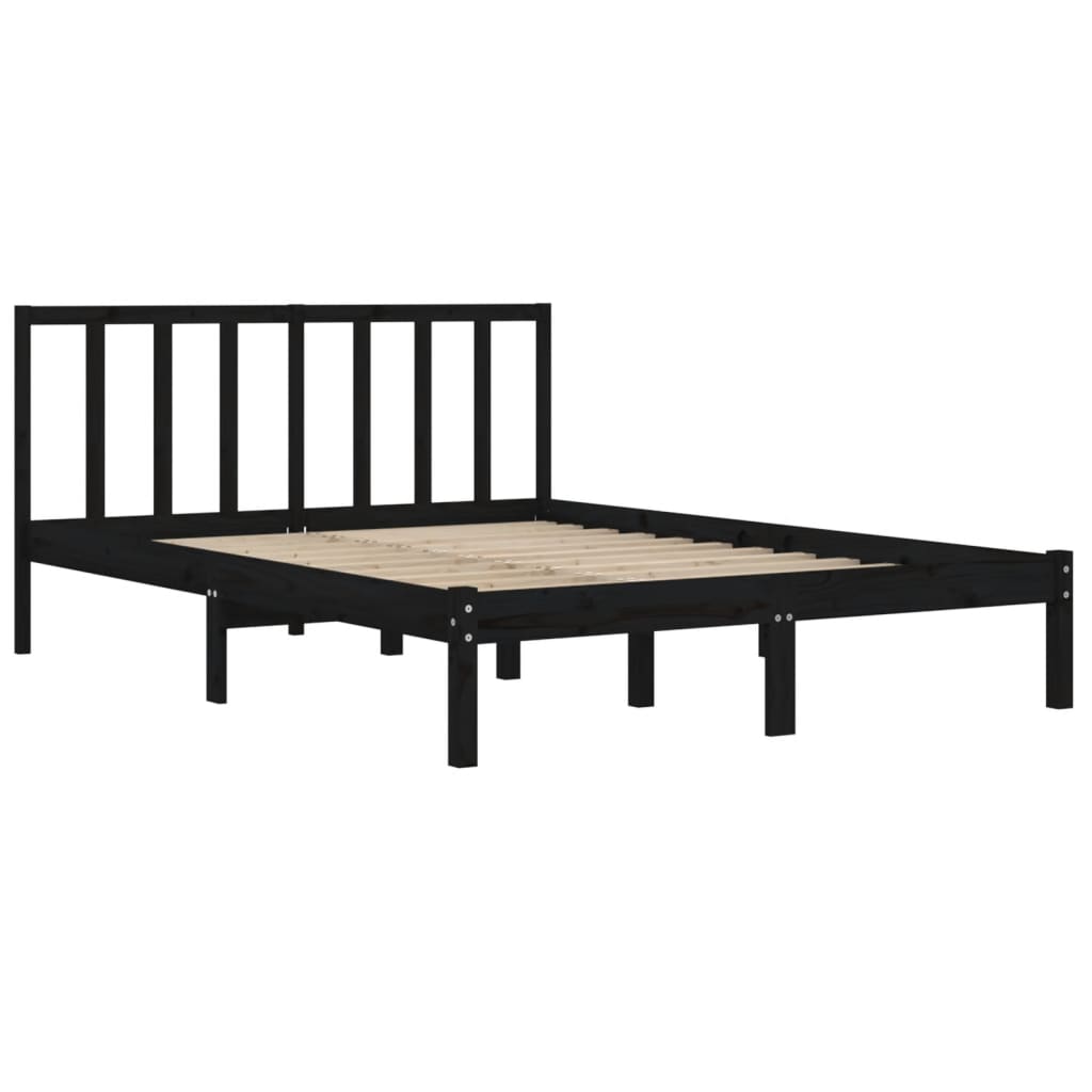 Cadru de pat, negru, 120x200 cm, lemn masiv de pin - Lando